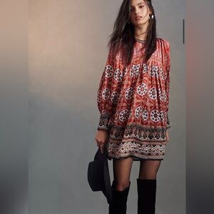 Anthropologie Tanvi Kedia Boho Tunic Mini Dress Womens Size XS